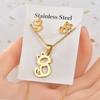 2pcs Set Korea Fashion Hollowed-out Cute Little Cat Stud Earrings Necklace Set for Women New Design Stainless Steel Jewelry Gift