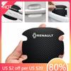 Hub Caps For Renault Clio Laguna 2 Megane 2 Duster Carbon Fibre Car Door Bowl Handle Protector 4PCS Anti-scratch Sticker Car Acc