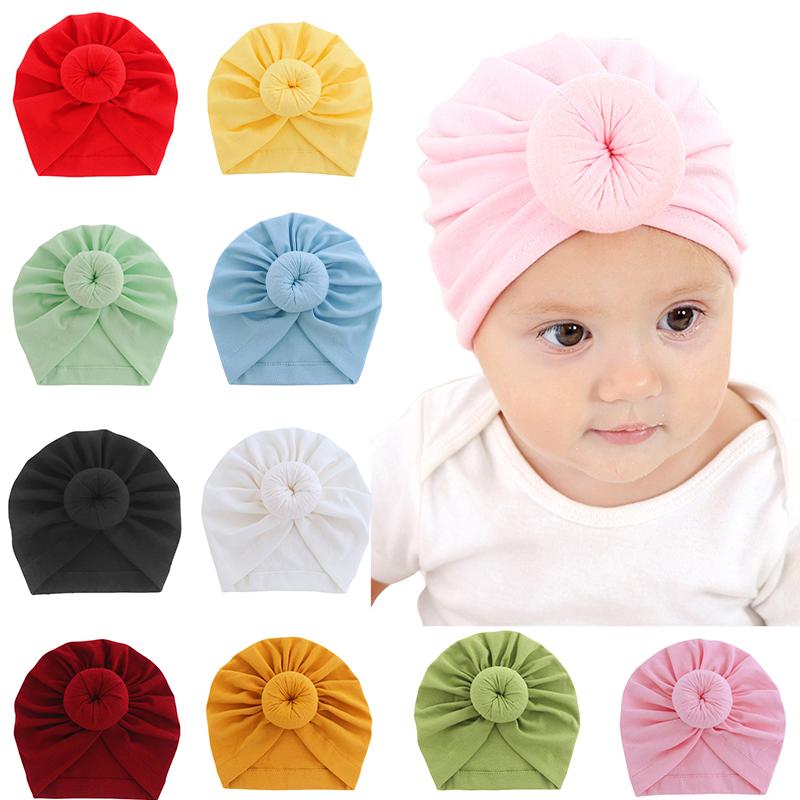 1Pc Knot Headwraps Caps Kid Toddler Beanie Bonnet Cotton Girl Turban Hat Infant Baby