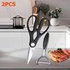 WXCOO Kitchen Scissors Multi-Purpose Scissors Stainless Steel Shears with Non-Slip Grip Use for Poultry Meat Bones BBQ