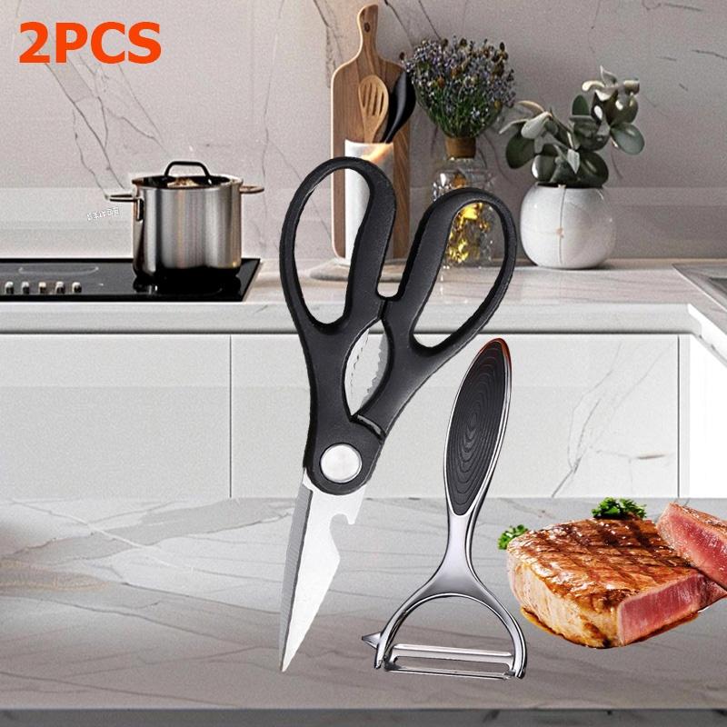 WXCOO Kitchen Scissors Multi-Purpose Scissors Stainless Steel Shears with Non-Slip Grip Use for Poultry Meat Bones BBQ
