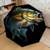 1PC Fish Print Automatic Open/Close Umbrella with Windproof, 8-Rib Sturdy Canopy, Durable Ribs, Fashionable Design, Outdoor Accessory, Fun Prin, Holid