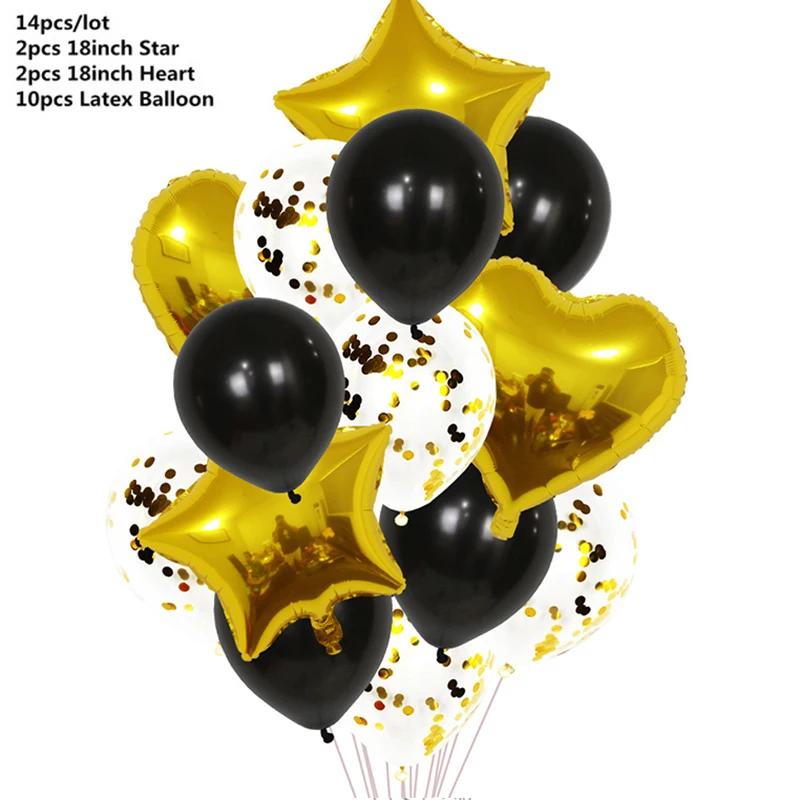 Rose Gold Confetti Star Heart Latex Balloons Birthday Party Decorations Wedding Anniversary Supplies Balloon Arch Kit