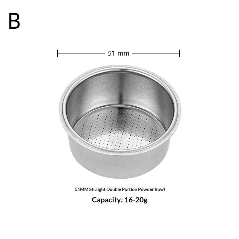 51Mm 54Mm 58Mm Coffee Filter Basket Stainless Steel Coffee Powder Bowl Coffee Handle Bottomless Universal Coffee Powder Bowl