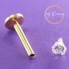 KODY PIERCING Labret Gold Anodized Crystal Set in Bioflex Rod 10mm