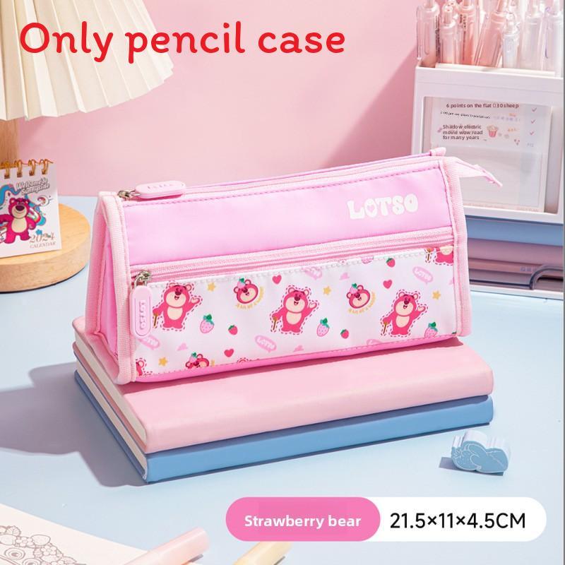 Series Lotso And Mickey Print Design Pencil Case Large Capacity Stationery Organizer For Students