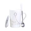 Zodiac Ceramic Mug Set: Gold Constellation Design with Lid & Spoon