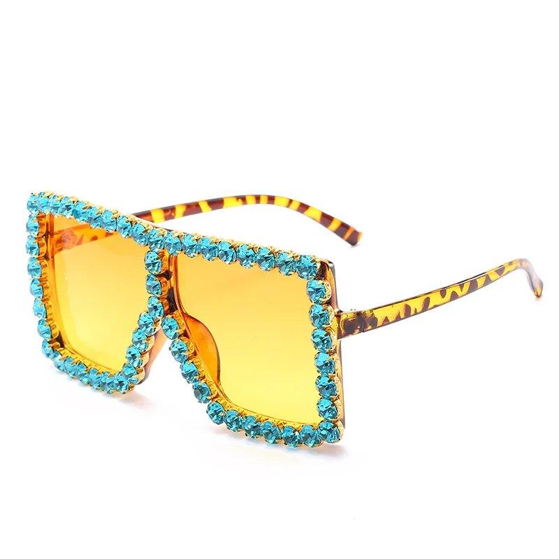 Sunglasses Women Oversized Square Diamond Men Fashion Rhinestone Sun Glasses Lady Luxury  Designer Eyewear UV400 Unisex