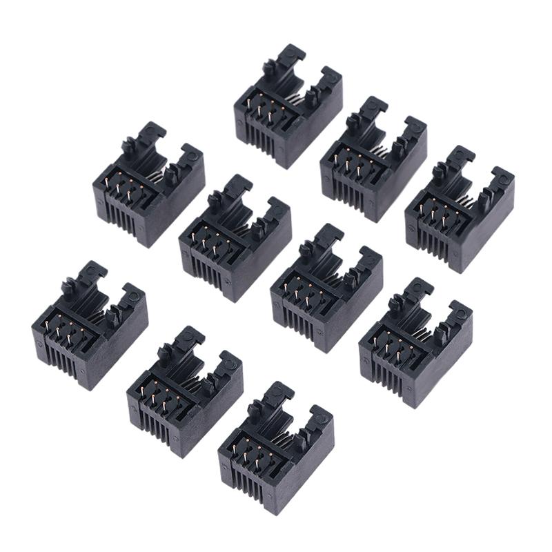 10 Stück Rj11 Telefonbuchse Gebogener Pin 95001 4P4C 6P6C 6P4C Buchse Pcb-Steckverbinder Telefonbuchse