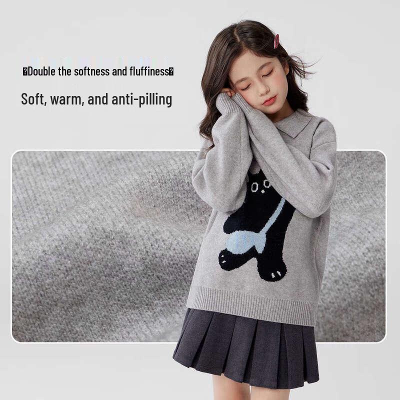 Girls' Winter Polo Knit Sweater