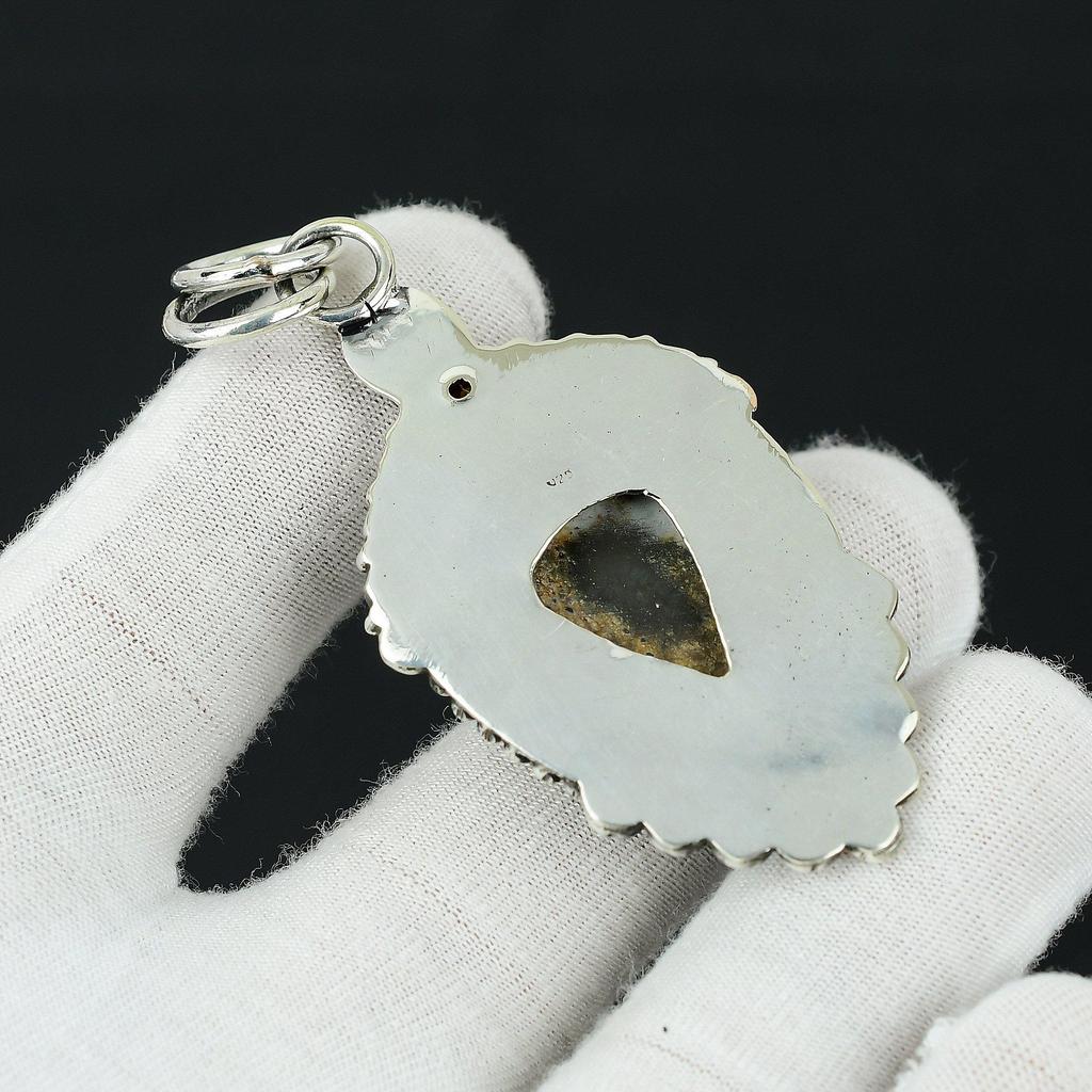 Jaspis z dzikiego konia, wisiorek z kamieniem szlachetnym z topazu miodowego ze srebra, wisiorek ze srebra próby 925, naturalny wisiorek z jaspisem z dzikiego konia dla kobiet