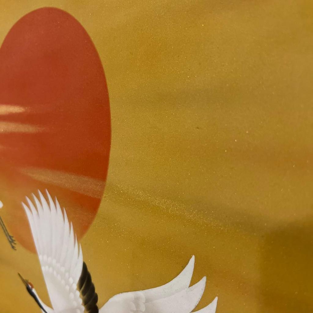Used Hanging scroll, Rising sun and flying cranes, Lucky charm