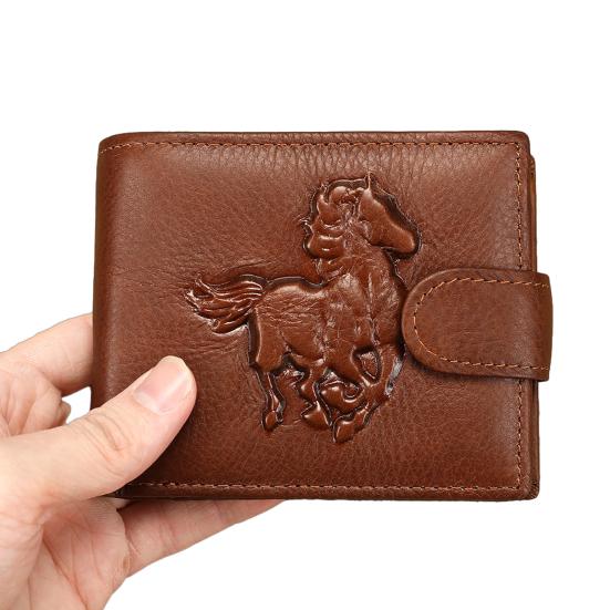 

Men Front Pocket Wallet Large Capacity Bi-fold Wallet with Zipper Pocket Embossed Animal Card Holder Folding Cash Coin Wallet