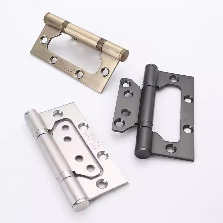 Modern American Hole Flat Hinges Stainless Steel Wooden Door Hinges Inner Double Bearings Brass Bathroom Use