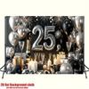 One 2D flat silver 25th anniversary party polyester background decoration suitable for party background decoration