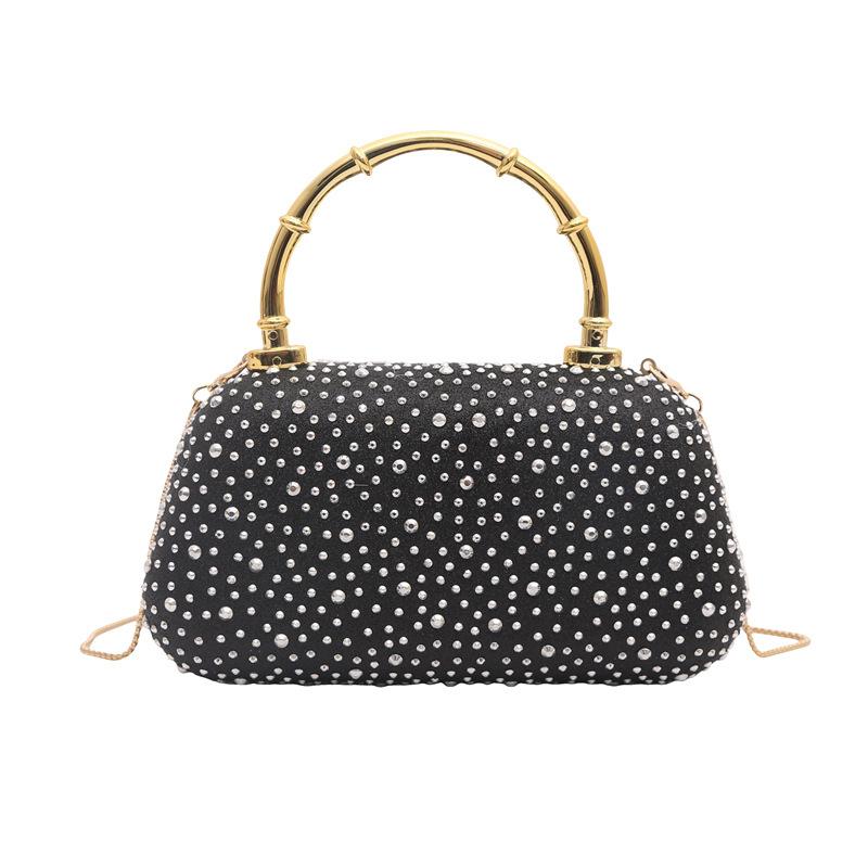 New European and American fashion women's shiny rhinestone decorative handbag fashion temperament chain messenger dinner bag