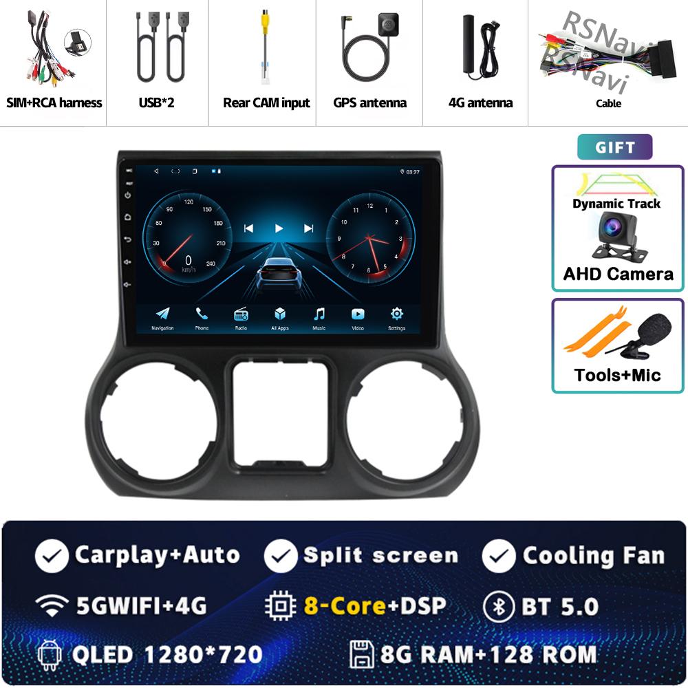 Android 14 Carplay Auto For Jeep Wrangler 3 JK 2011 2012 2013 2018 Car Radio Player Multimedia Srereo Navigation BT 4G WIFI DSP