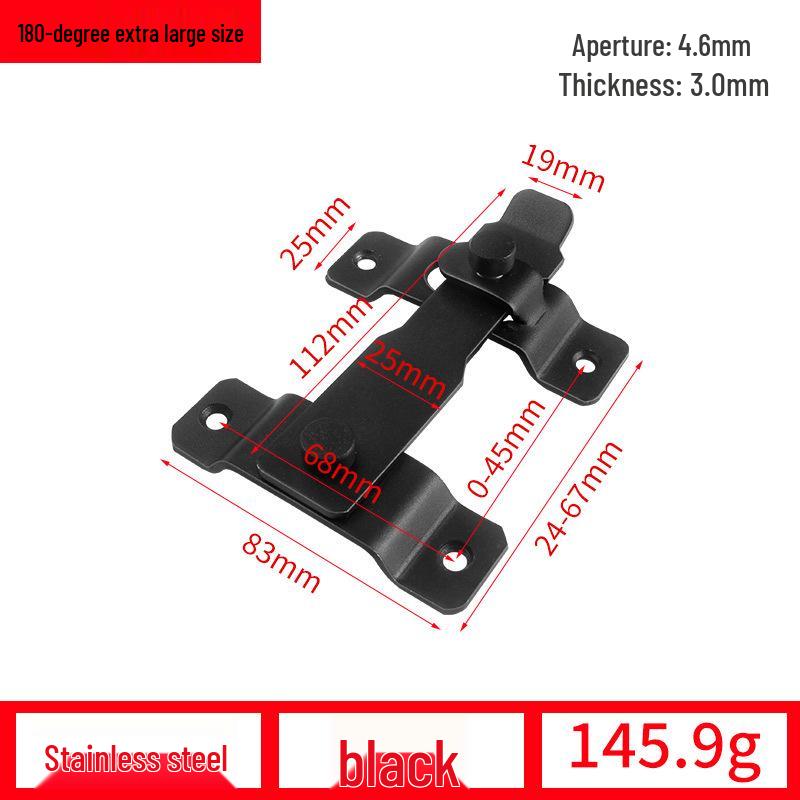 90° Anti-Theft Bathroom Sliding Door Latch Clasp with Old-Fashioned Hinge Bolt