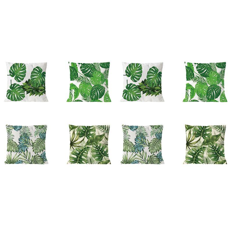 

ABUL-8Pcs Plant Cushion Cover Tropic Tree Green Throw Pillow Cover Palm Leaf Decorative Pillows Flower Cushion Cover 45X45cm зелёный
