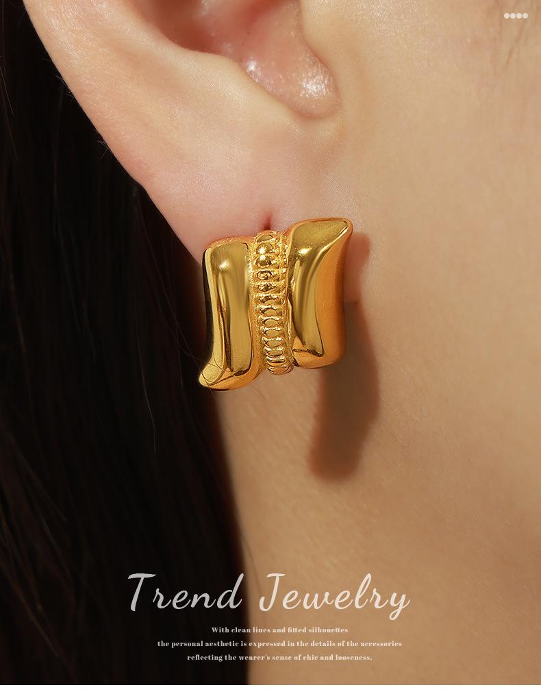 Geometric Minimalist Gold-Plated Titanium Steel Earrings