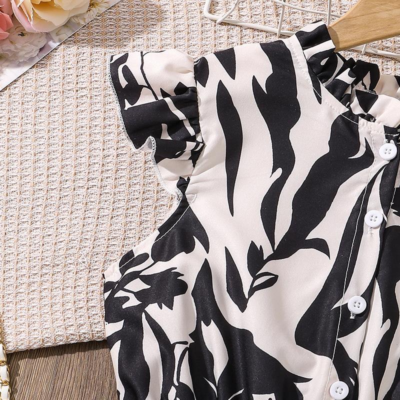 Girls Sweet Dress Summer Kids Fashion Fly-sleeve Printed Dress