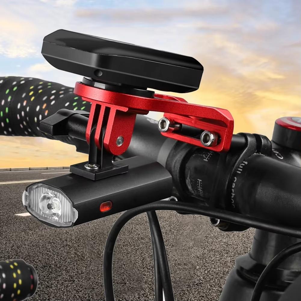 Bicycle Computer Mount for Garmin Bryton CATEYE | Metal Handlebar Bracket with Light & Camera Holder