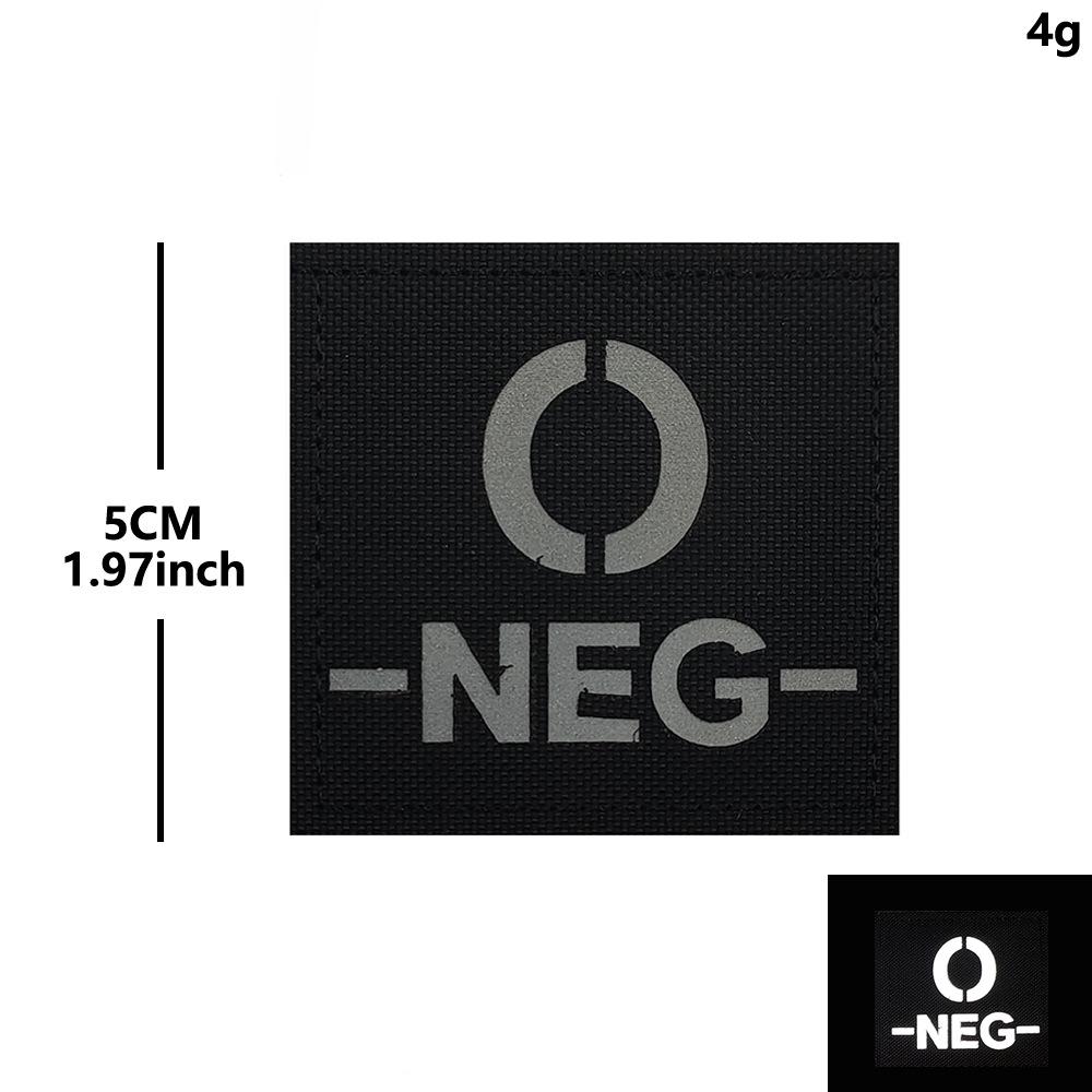 Reflective Velcro Morale Patch - IR Badge, Laser-Cut Blood Type, NKDA Tactical Rescue for Armband or Backpack.