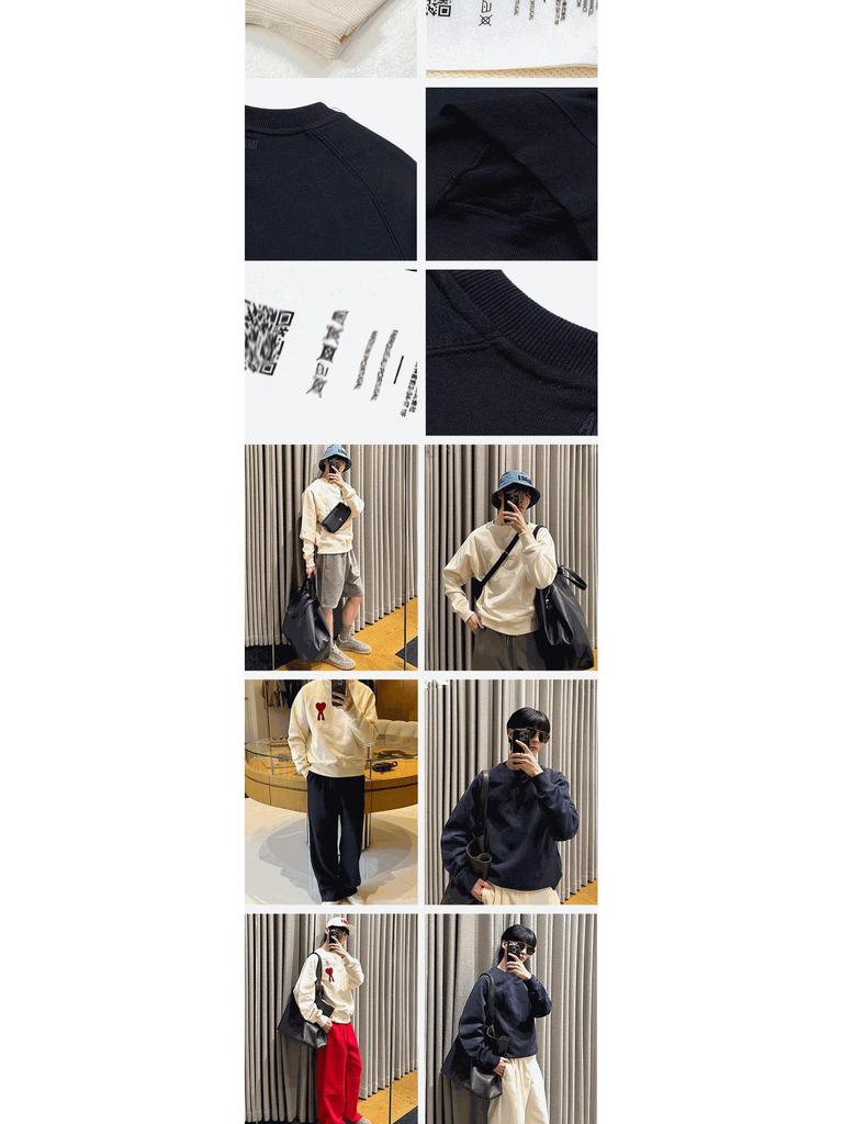 Sweat à capuche au crochet pour automne-hiver, unisexe, avec broderie en forme de cœur, manches longues, col rond.