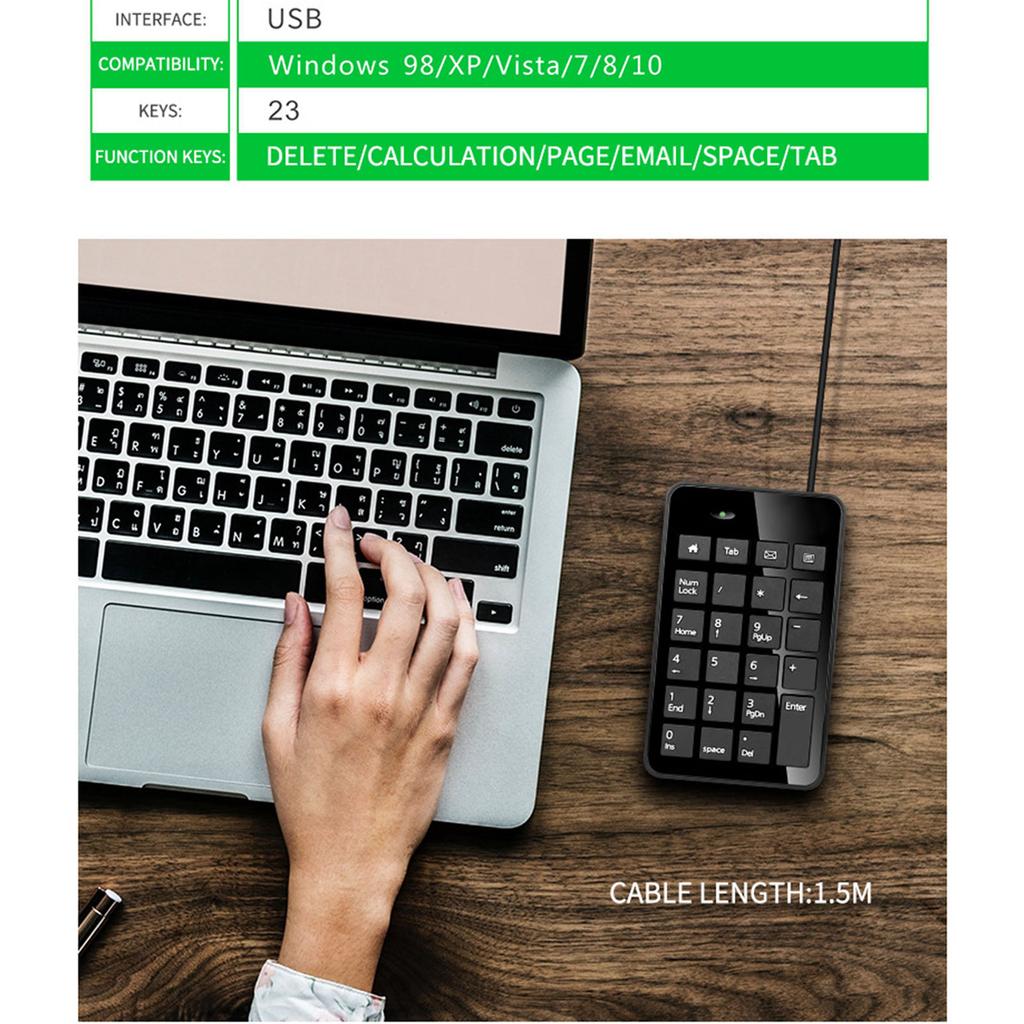 Small-Size USB Wired Numeric Keypad Numpad 23 Keys Mini Accounting Keyboard