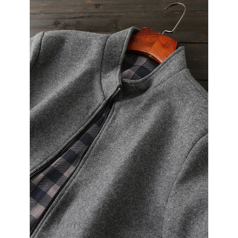 Classic Easy To Wear Fleece Blended Foreign Trade Overplus Order Autumn and Winter Men's Business Casual Stand Collar Woolen Jacket