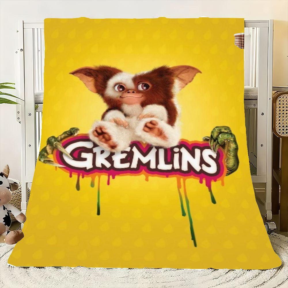 Manta Adorable de la Película Gremlins - Suave y Mullida Manta de Forro Polar con Adorable Personaje Gremlin sobre Fondo Amarillo Vibrante - Perfe
