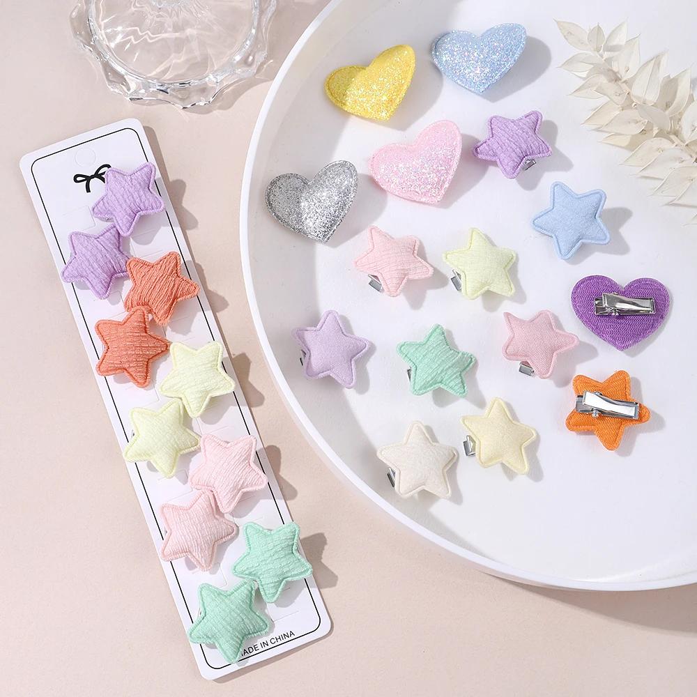 10pcs Kids Colorful Mini Star Hair Clips Girls Children Candy Love Hair Clip Duckbill Clips Baby Hair Accessories Gift
