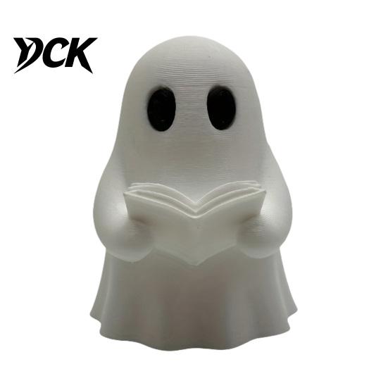 Desktop Ornaments for Halloween Mini Ghost Reading Book Ornament, 3D Printed Cute Little Figurines Home Decor Figurine, Durable PLA Creative