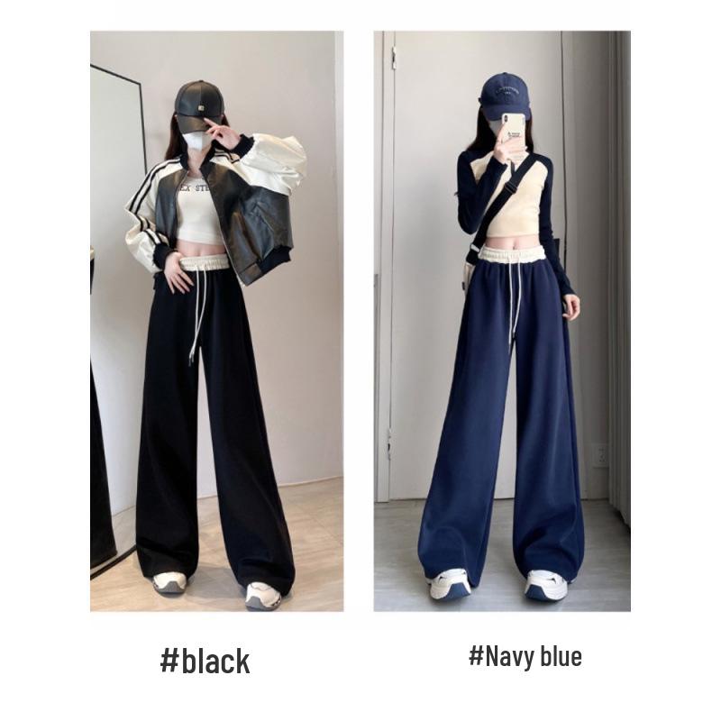 Women's High-Waisted Color Block Wide-Leg Sweatpants for Spring/Autumn 2026