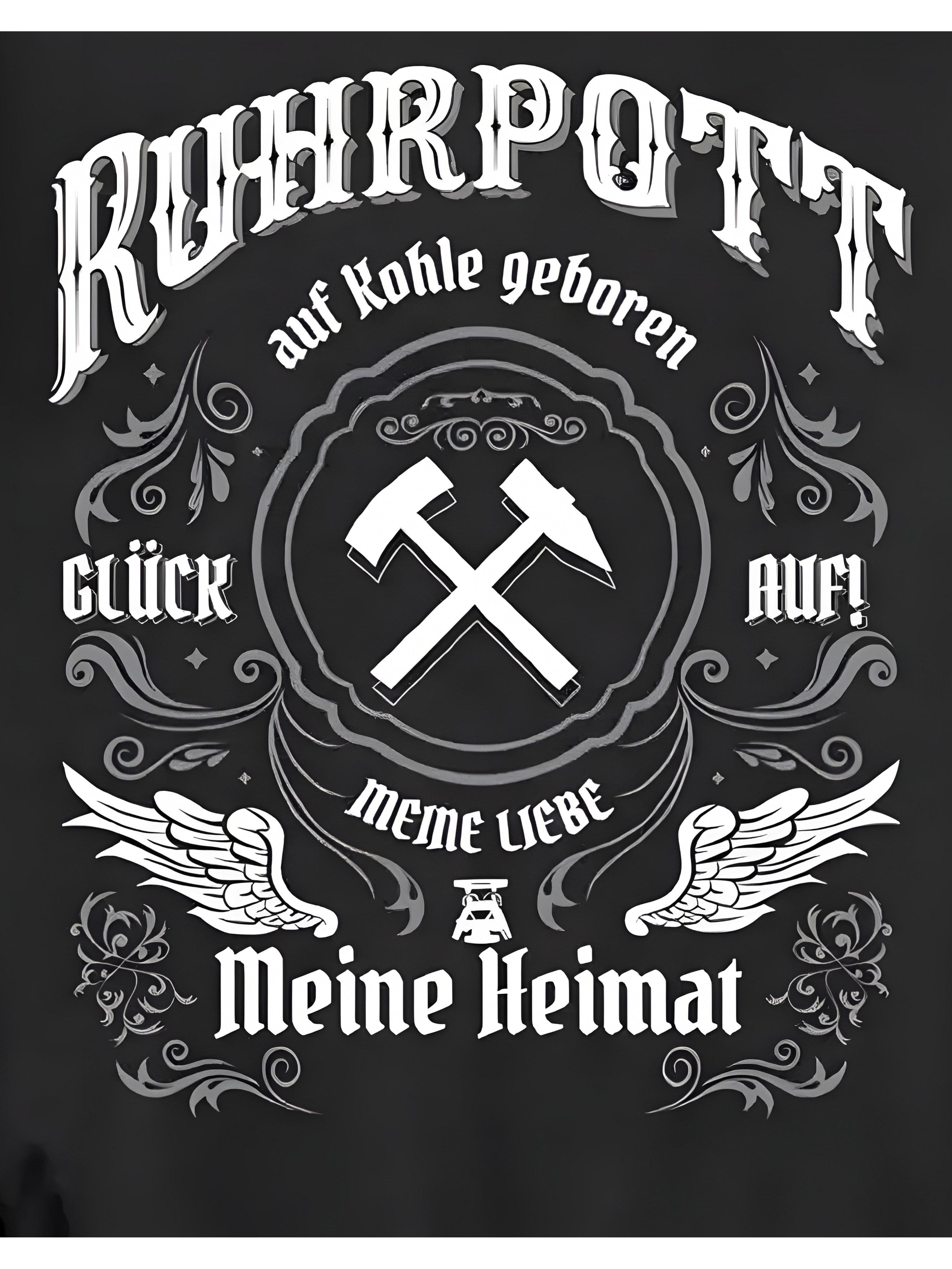 Ruhrpott Mining Sweatshirt- Black Relaxed Crew Neck with Ruhrpott Graphic Print XL