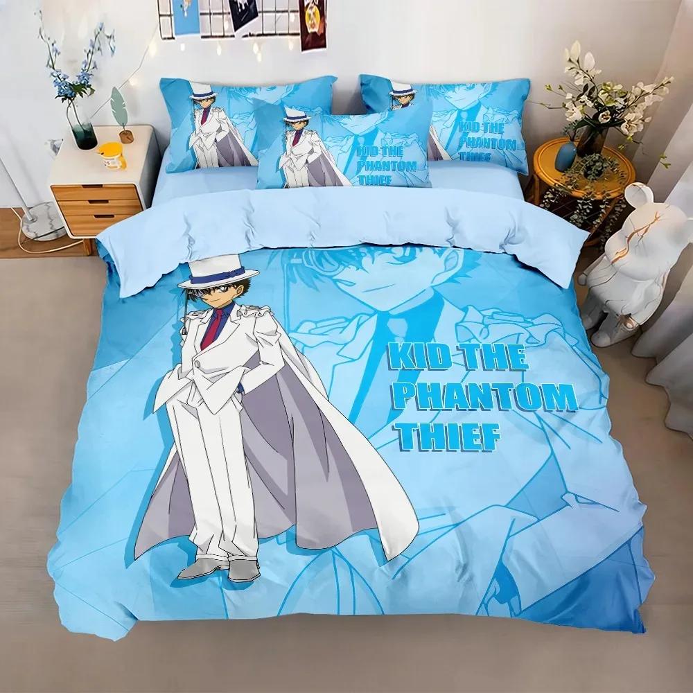 Superbe Parure de Lit Détective Conan Impression 3D Housse de Couette Taie d'Oreiller Enfants Garçons 2/3 pièces Simple/Double Taille 140x200 Cadeau 100×135cm