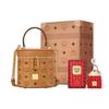 MCM Visetos Leather Cylinder Bag Handbag Small Women's Brown & Cognac MWRAACG01CO001