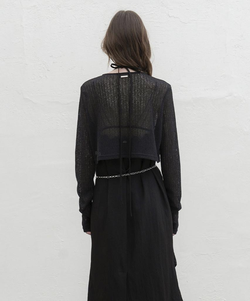 Morceau Par Morceau Tie Knit Cardigan [Black]