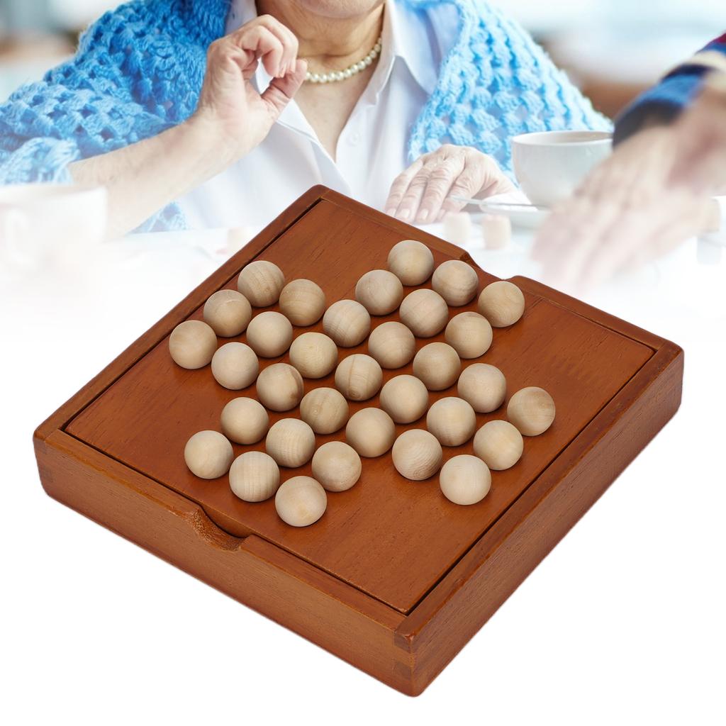 Chess Set Wooden Travel Portable Interesting Stress Relief Chess Pieces Board Game for Elderly