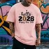 2026 New Year Hello Simple Graphic TShirt Golden Lettering Casual Crew Neck Unisex Tee Fashion Leisure Allmatch Shortsleev