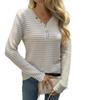 Women S V Neck Long Sleeve Striped T Shirt Casual Street Style