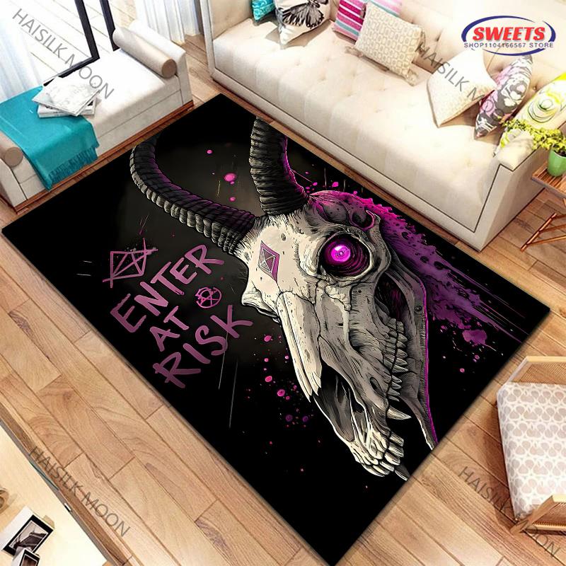 Dark Sheep Horn Skull Warning  Printed Carpet Large Sizes Rug for Bedroom Living Room Gaming Room Office Mat Next Day Shipping 40x60cm