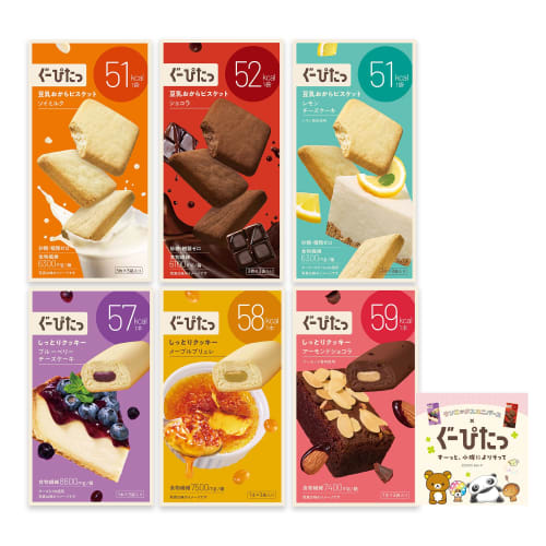 

[Official Manufacturer] NARIS UP Goopitat Soy Milk Okara Biscuits & Moist Cookies (6-Piece Set) (Includes San-X Collaboration Sticker) Diet, Low Calor