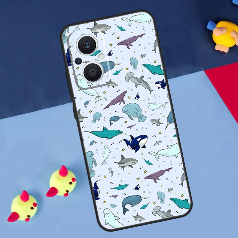 

Милый Синий Косатка Для OPPO Reno 7 8 Lite 8T 10 11 12 13 14 Pro 11F 12F 13F 14F OPPO Find X8 X5 X6 X9 Pro Чехол OPPO Reno13 F