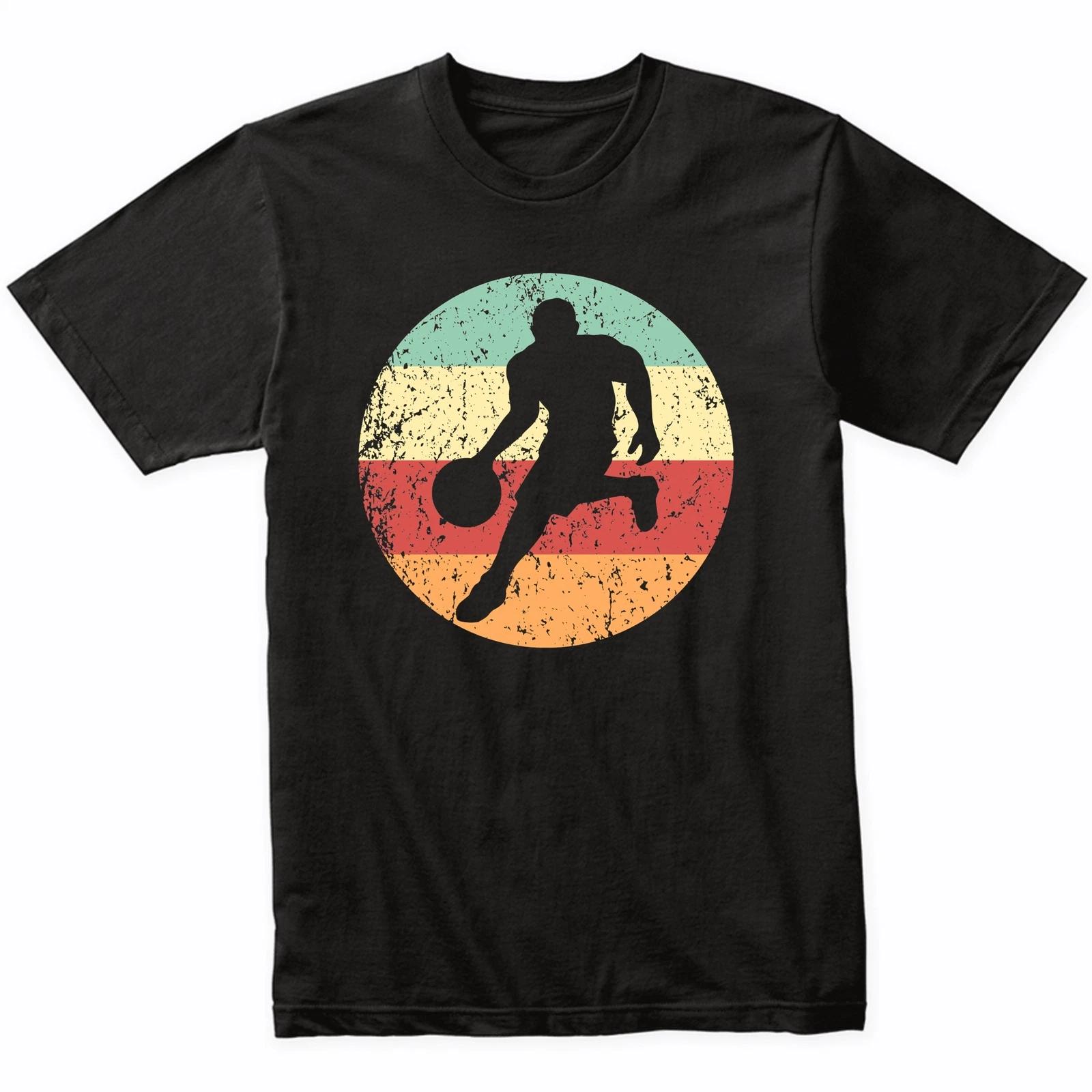 Basketball Player Dribbling Silhouette Retro Sports T-Shirt - Retro Colors XL
