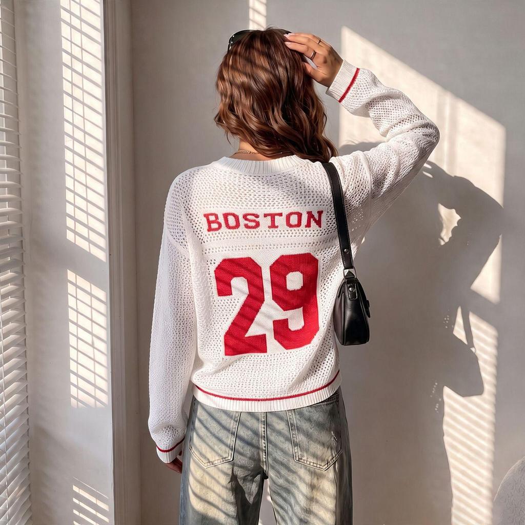 Manga 2025 Digital Print V-neck Knit Sweater: New Fashion Casual Streetwear