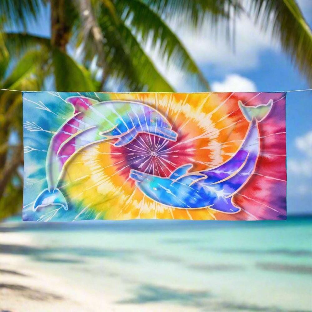 Vibrant Rainbow Microfiber Beach Towel, Aesthetic Colorful Vacation Blanket, Oversized Soft Picnic Mat Decorative Wall Tapestry