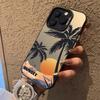 Sunset Coconut Tree Case for iPhone 18 Pro Max/16/15, 14pm/13/12, New Color Silver