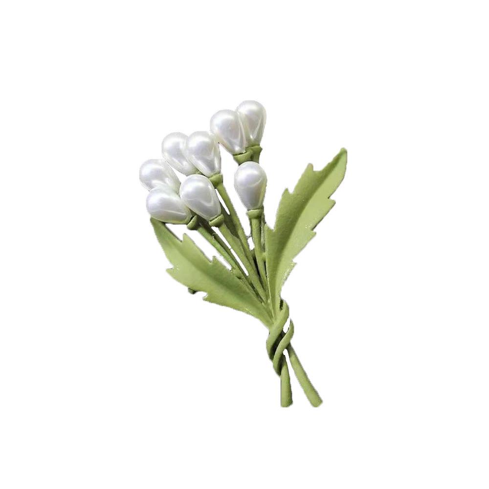 

Зеленая брошь с жемчугом в виде растения, женская маленькая свежая индивидуальная брошь-булавка, аксессуары для одежды