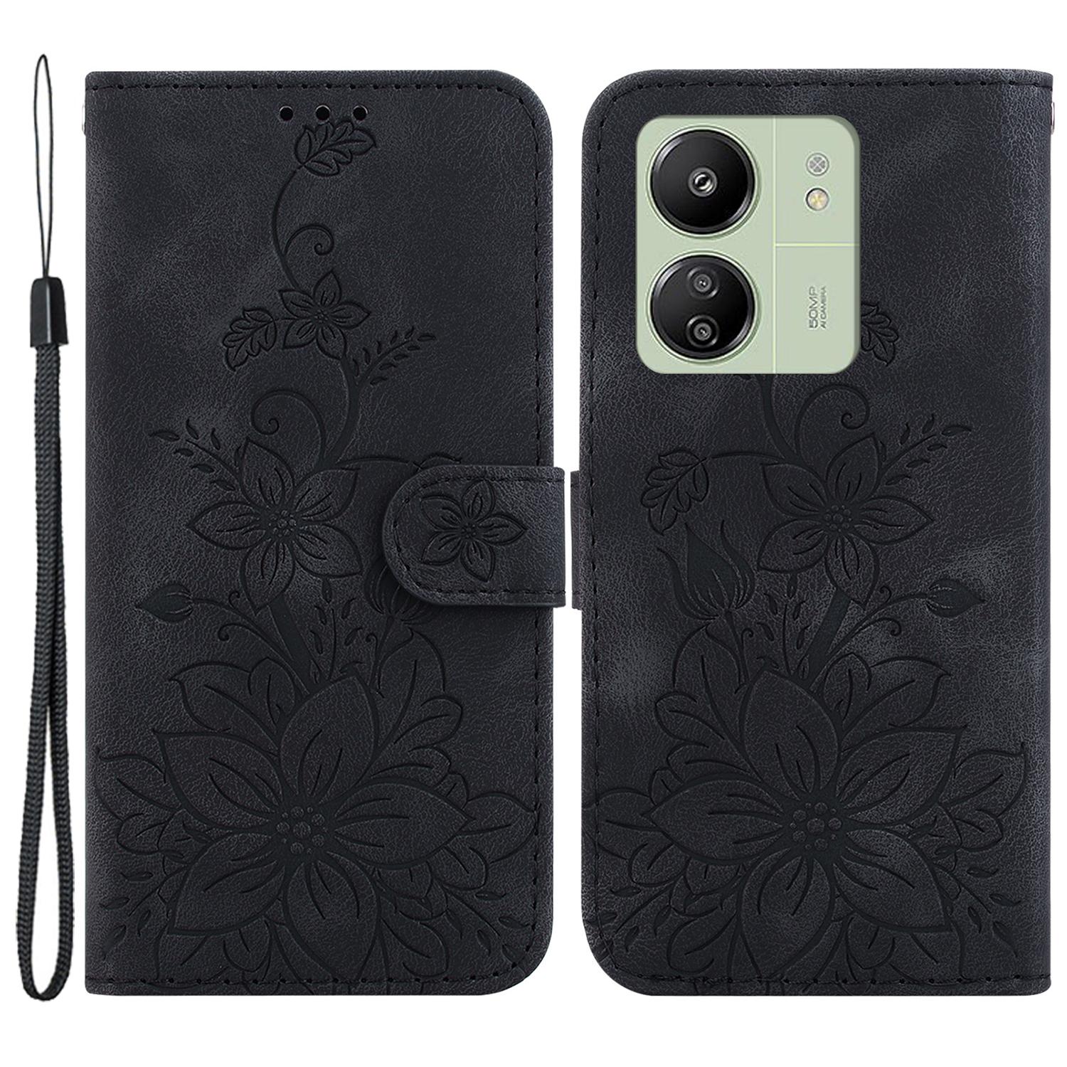 

Чехол для Xiaomi Redmi 13C 4G/13C 5G/Poco C65 4G/Poco M6 5G/13R 5G, кожаная обложка с оттиском цветов и кошельком A